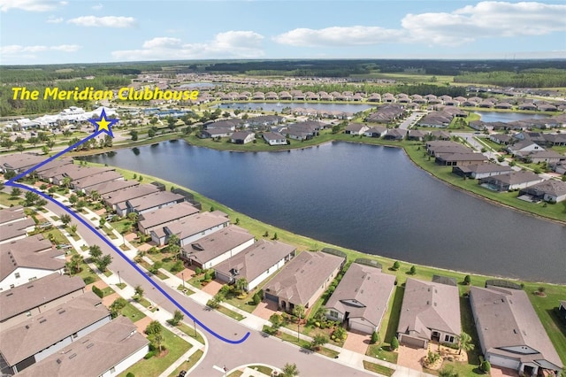 19183 Coastal Shore Ter, Land O Lakes, FL 34638 - aerial perspective of suburban area featuring a large body of water