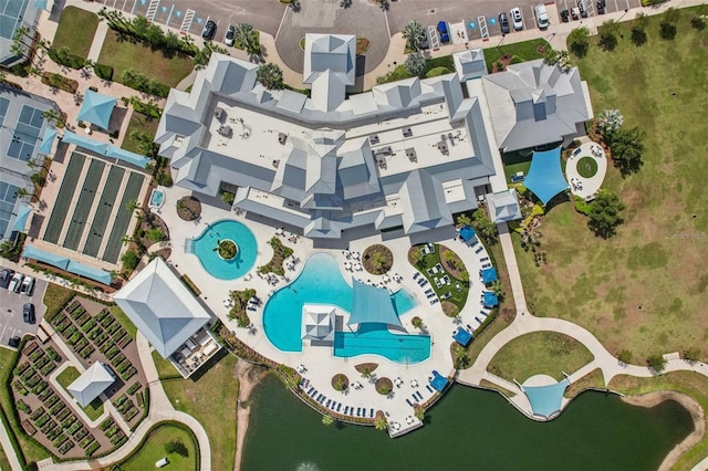 19183 Coastal Shore Ter, Land O Lakes, FL 34638 - aerial overview of property's location featuring a pool and a large body of water