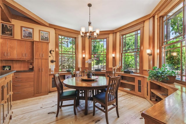 3112 W Wallcraft Ave, Tampa, FL 33611 - dining area featuring a chandelier, healthy amount of natural light, and light wood finished floors