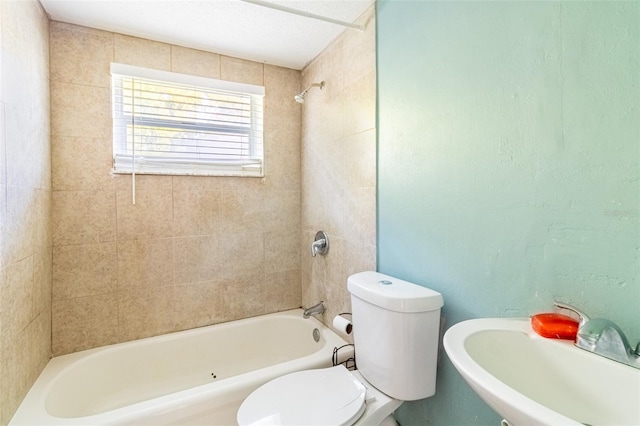 9020 Gray Fox Ln, Port Richey, FL 34668 - bathroom featuring shower / bathtub combination, toilet, and a sink