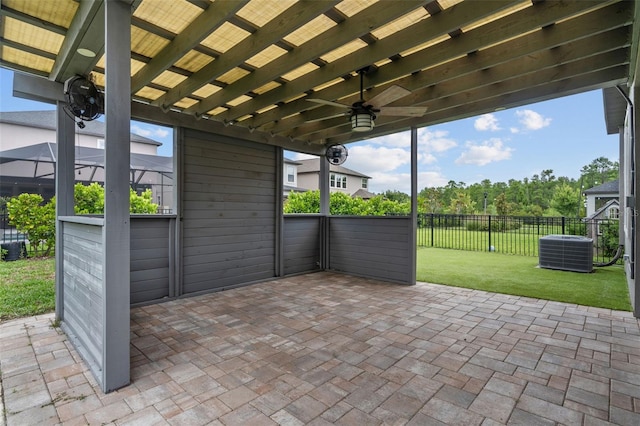 4345 Cadence Loop, Land O Lakes, FL 34638 - view of patio featuring central air condition unit and a ceiling fan