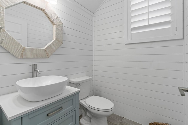 4345 Cadence Loop, Land O Lakes, FL 34638 - half bath with vanity, toilet, and wooden walls