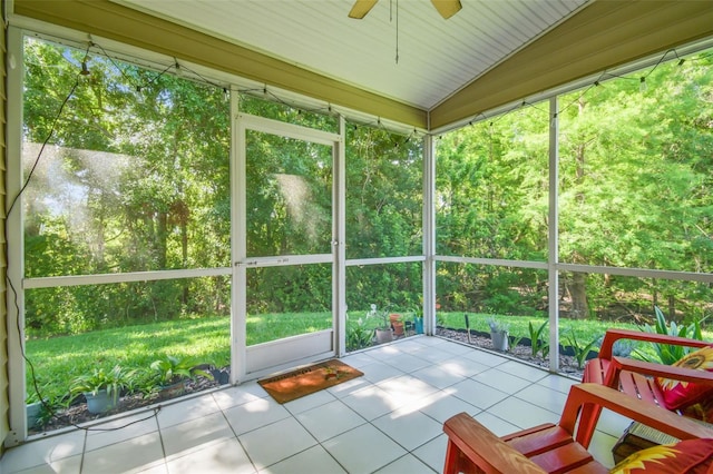 1624 Lullwater Ln, Lutz, FL 33549 - sunroom / solarium with a ceiling fan, vaulted ceiling, and plenty of natural light