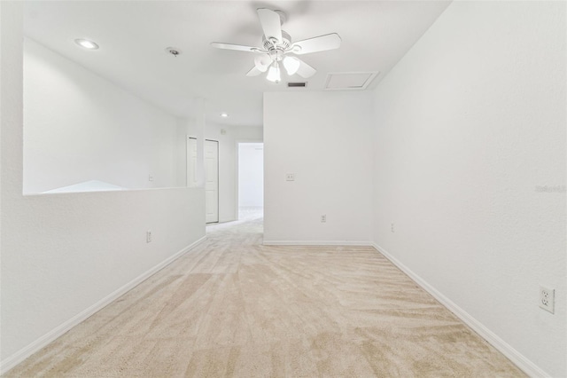 1624 Lullwater Ln, Lutz, FL 33549 - unfurnished room with a ceiling fan, light colored carpet, baseboards, and recessed lighting