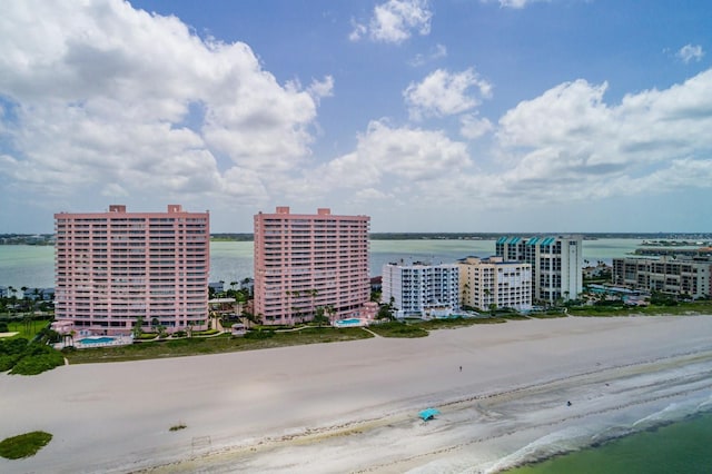 1310 Gulf Blvd Unit 6C, Clearwater Beach, FL 33767 - bird's eye view of waterfront with a beach