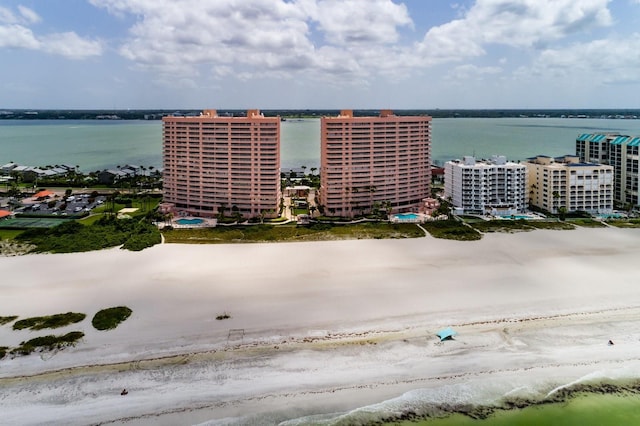 1310 Gulf Blvd Unit 6C, Clearwater Beach, FL 33767 - bird's eye view of waterfront with a beach