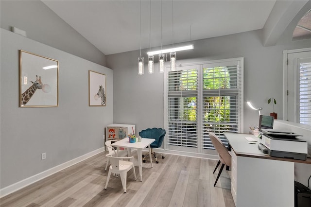 16367 Ashington Park Dr, Tampa, FL 33647 - office space with light wood-type flooring, lofted ceiling, and baseboards