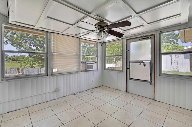 7810 Pineapple Ln, Port Richey, FL 34668 - unfurnished sunroom with a ceiling fan and cooling unit