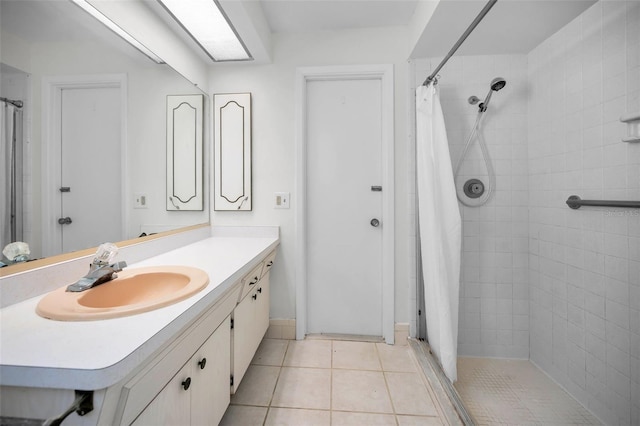 1766 Hitching Post Ln, Dunedin, FL 34698 - bathroom with vanity, a stall shower, and tile patterned flooring