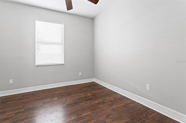 7725 Tangle Rush Dr, Gibsonton, FL 33534 - empty room with ceiling fan, baseboards, and dark wood-type flooring
