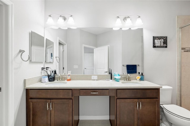 12353 Bayou Flats Ln, Tampa, FL 33635 - full bath featuring double vanity, tiled shower, and toilet