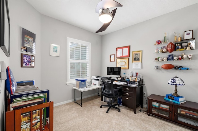 12353 Bayou Flats Ln, Tampa, FL 33635 - office space with ceiling fan, carpet flooring, and baseboards
