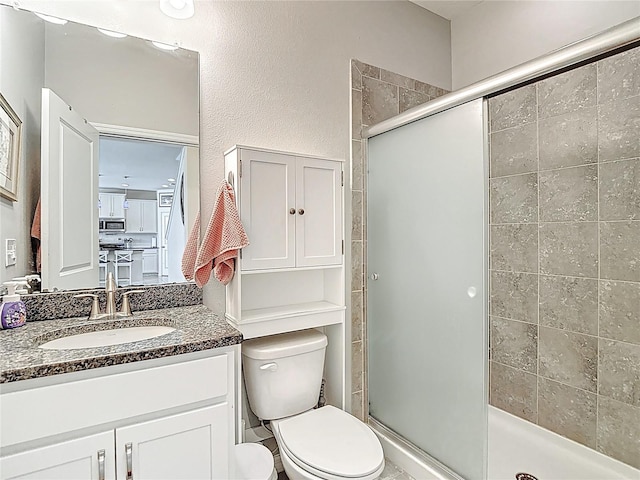 1022 Montgomery Bell Rd, Wesley Chapel, FL 33543 - bathroom featuring toilet, a stall shower, and vanity