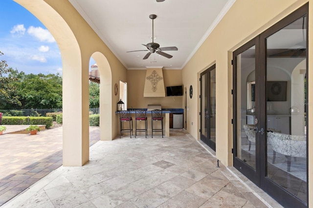 7713 Still Lakes Dr, Odessa, FL 33556 - view of patio / terrace with french doors and a ceiling fan