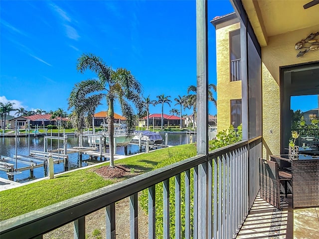 3334 Purple Martin Dr Unit 212, Punta Gorda, FL 33950 - balcony featuring a water view, boat lift, a boat dock, and a residential view
