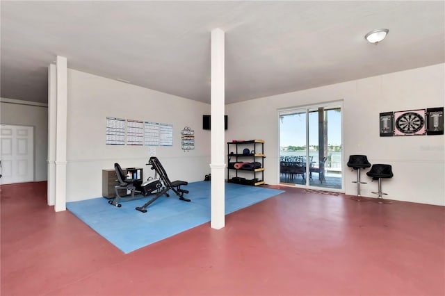 514 Harbor Dr N, Indian Rocks Beach, FL 33785 - exercise room featuring decorative columns