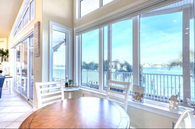 514 Harbor Dr N, Indian Rocks Beach, FL 33785 - tiled dining area with a water view