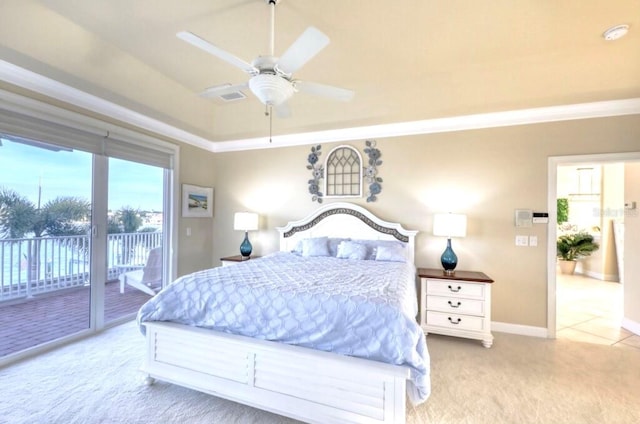 514 Harbor Dr N, Indian Rocks Beach, FL 33785 - bedroom featuring carpet, access to outside, baseboards, and ceiling fan