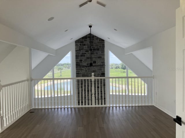 14510 Mj Rd, Myakka City, FL 34251 - additional living space with vaulted ceiling, ceiling fan, wood finished floors, and healthy amount of natural light