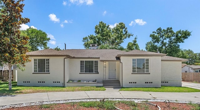 2449 16th St N, Saint Petersburg, FL 33704 - single story home with crawl space, a shingled roof, stucco siding, and a chimney