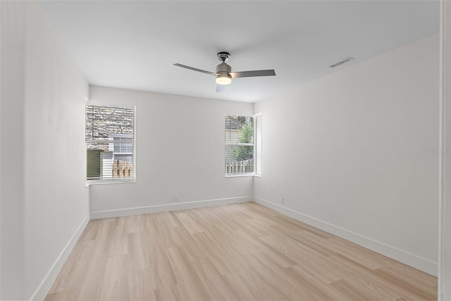 2449 16th St N, Saint Petersburg, FL 33704 - spare room with light wood-type flooring, a ceiling fan, and baseboards