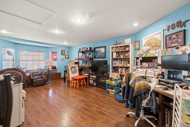 717 E 137th Ave, Tampa, FL 33613 - office with wood finished floors, a textured ceiling, and recessed lighting