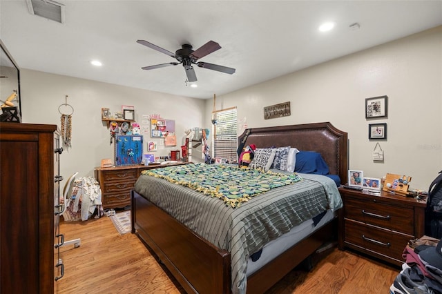 717 E 137th Ave, Tampa, FL 33613 - bedroom with light wood finished floors, recessed lighting, and a ceiling fan