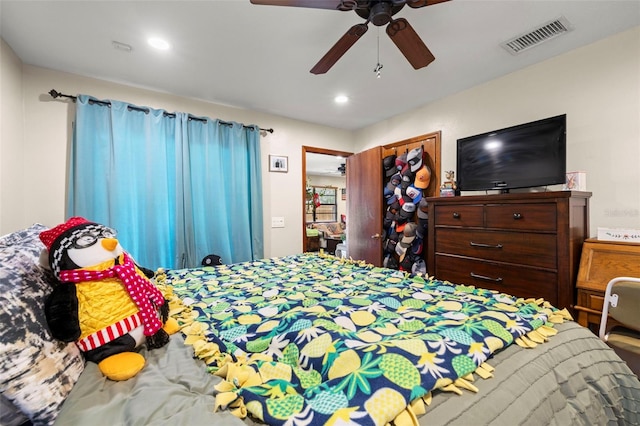 717 E 137th Ave, Tampa, FL 33613 - bedroom featuring a ceiling fan and recessed lighting