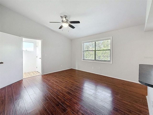507 E Curlew Pl, Tarpon Springs, FL 34689 - empty room featuring vaulted ceiling, hardwood / wood-style flooring, and ceiling fan