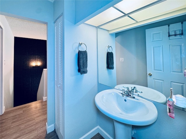 4360 Outrigger Ln, Tampa, FL 33615 - bathroom featuring wood finished floors, baseboards, a closet, and a sink