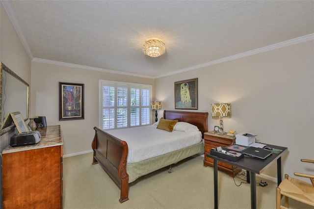 3053 S Concordia Ave Unit A, Tampa, FL 33629 - bedroom featuring ornamental molding, light carpet, baseboards, and a textured ceiling