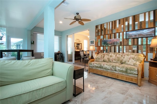 2121 Worthington Greens Dr, Sun City Center, FL 33573 - living room with a ceiling fan