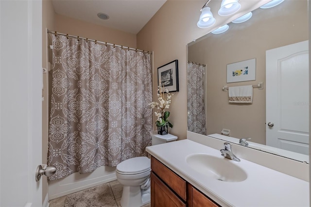 347 Cockle Shell Loop, Apollo Beach, FL 33572 - bathroom with vanity, toilet, tile patterned floors, and shower / bath combo