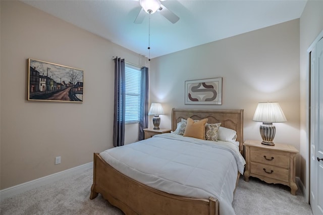 347 Cockle Shell Loop, Apollo Beach, FL 33572 - bedroom featuring light carpet, baseboards, and ceiling fan