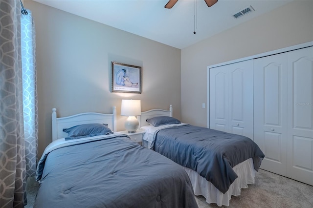 347 Cockle Shell Loop, Apollo Beach, FL 33572 - bedroom with carpet flooring, a closet, and ceiling fan