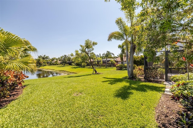 347 Cockle Shell Loop, Apollo Beach, FL 33572 - view of green lawn with a water view and a lanai
