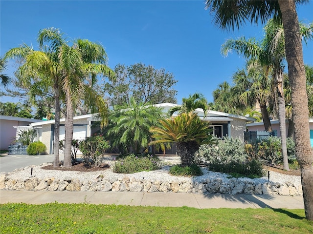 860 Bruce Ave, Clearwater Beach, FL 33767 - view of property hidden behind natural elements featuring a garage and driveway