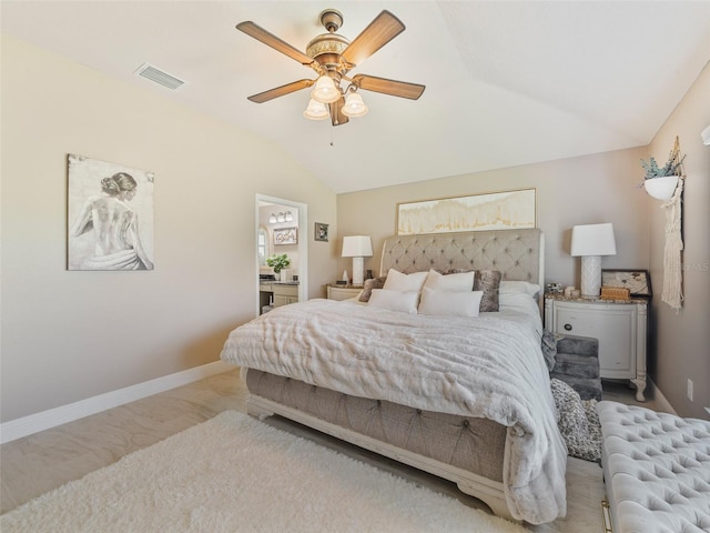 31201 Shaker Cir, Wesley Chapel, FL 33543 - bedroom featuring lofted ceiling, baseboards, and ceiling fan