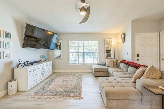 12838 Tallowood Dr, Riverview, FL 33579 - living room with baseboards and a ceiling fan
