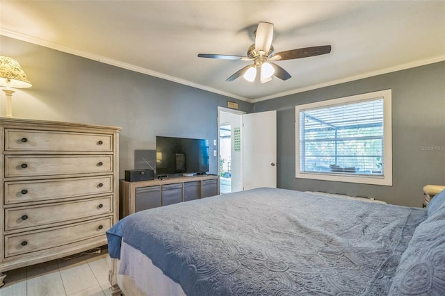 12838 Tallowood Dr, Riverview, FL 33579 - bedroom with ornamental molding and a ceiling fan