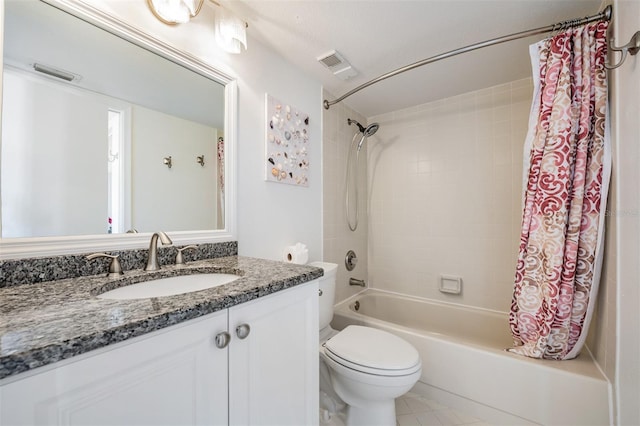 6322 Palma Del Mar Blvd S Unit 1107, Saint Petersburg, FL 33715 - bathroom featuring toilet, shower / bathtub combination with curtain, and vanity