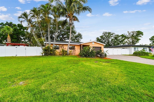 4400 Helena St NE, Saint Petersburg, FL 33703 - view of front of home with driveway, an attached garage, stucco siding, and a gate