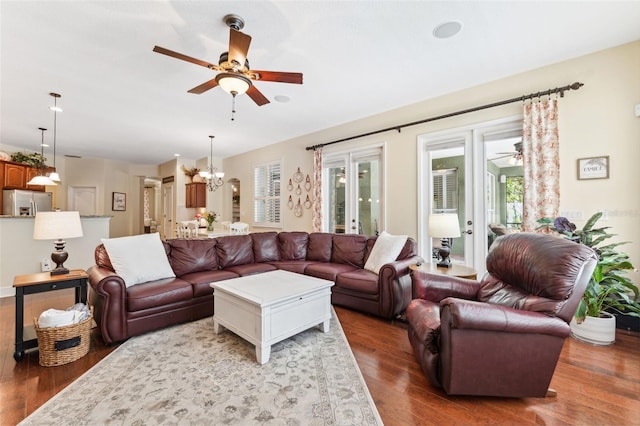 16039 Ternglade Dr, Lithia, FL 33547 - living room featuring ceiling fan, healthy amount of natural light, and wood finished floors