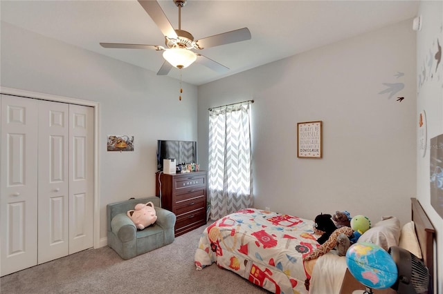 4435 Devinshire Fields Loop, Plant City, FL 33567 - bedroom with carpet, a closet, and ceiling fan