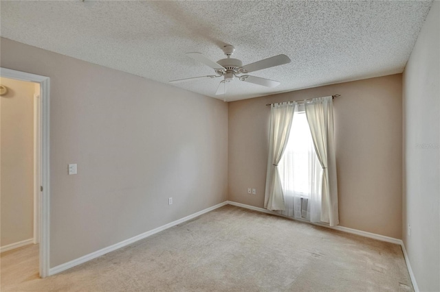 2527 Wrencrest Cir, Valrico, FL 33594 - empty room featuring ceiling fan, light carpet, baseboards, and a textured ceiling