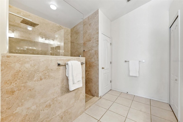 11510 92nd Way, Largo, FL 33773 - bathroom featuring walk in shower, tile patterned floors, and a closet