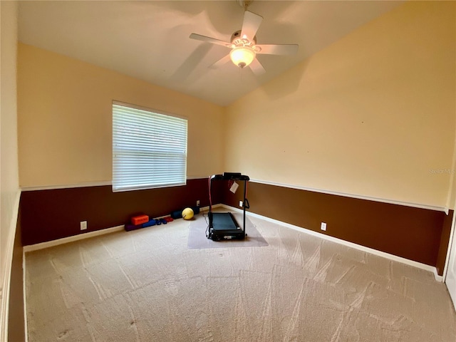 4808 Jewell Ter, Palm Harbor, FL 34685 - unfurnished room featuring ceiling fan, carpet, baseboards, and vaulted ceiling