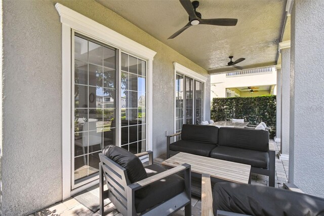 7523 Excitement Dr, Kissimmee, FL 34747 - view of patio / terrace with an outdoor hangout area and a ceiling fan
