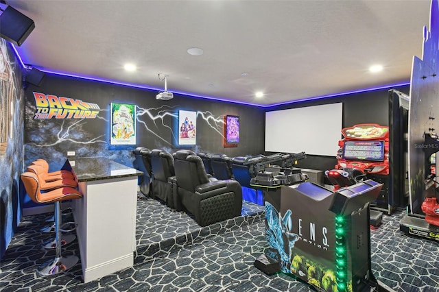 7523 Excitement Dr, Kissimmee, FL 34747 - home theater with recessed lighting and carpet flooring