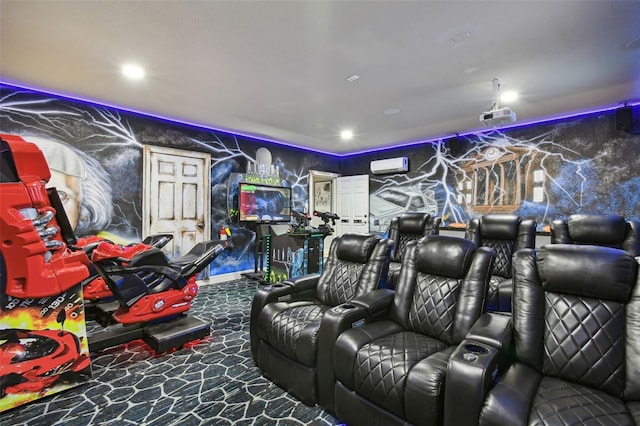 7523 Excitement Dr, Kissimmee, FL 34747 - cinema with a wall mounted AC, carpet, and recessed lighting